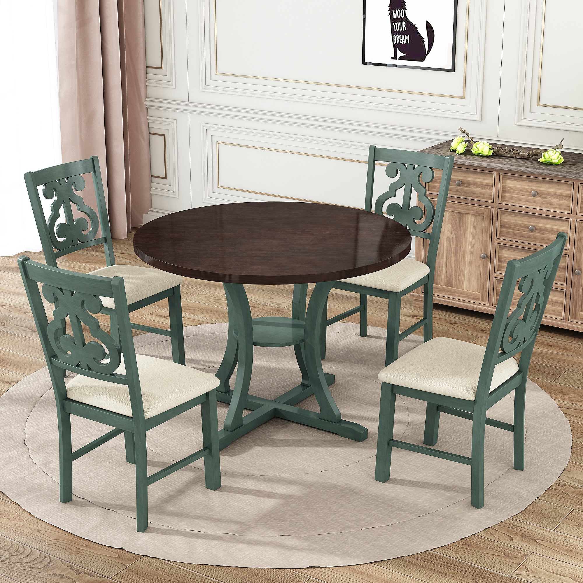 5 Piece Unique Dining Table Sets 1 Table 4 Chairs